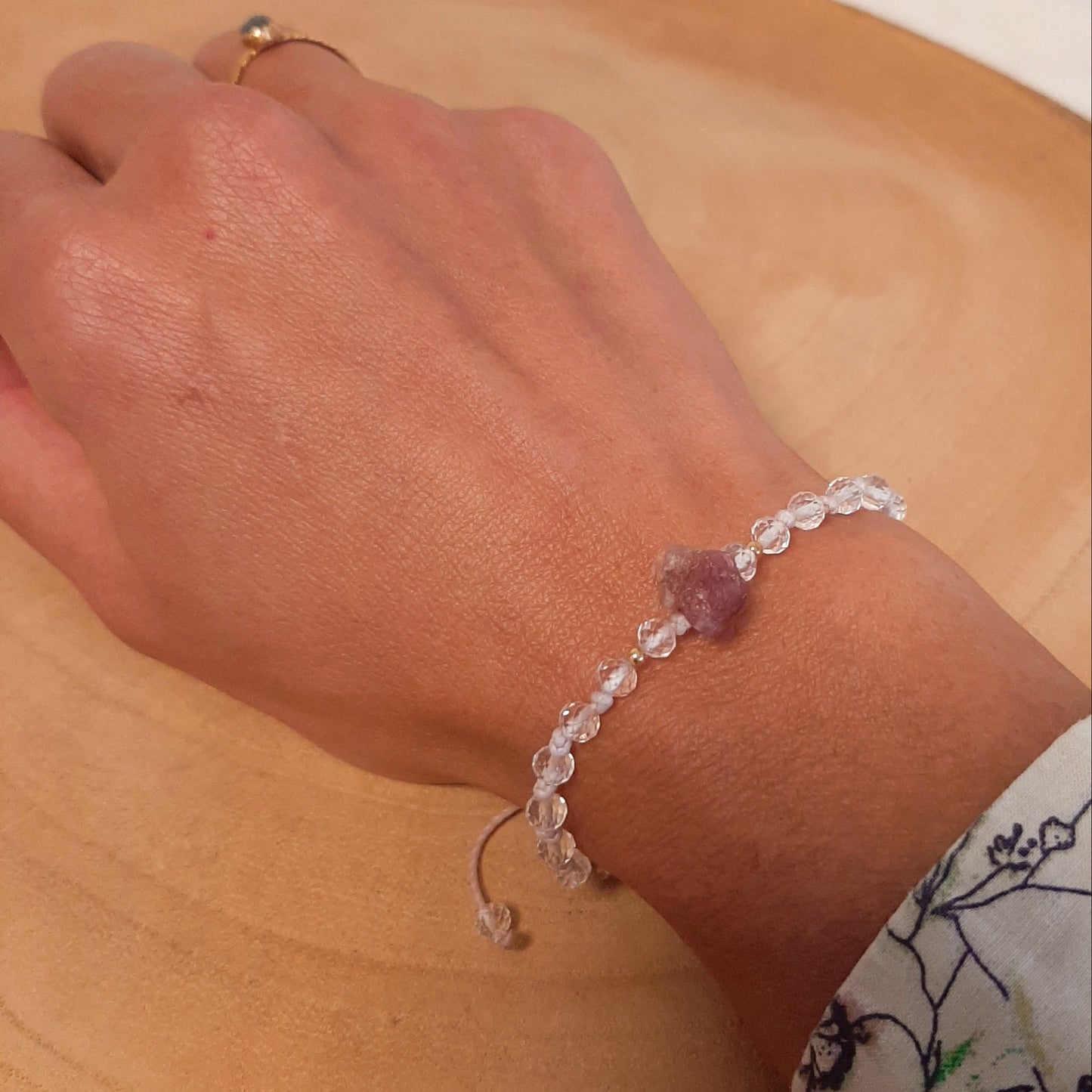 Bracelet en Cristal de Roche et Tourmaline Rose Litha