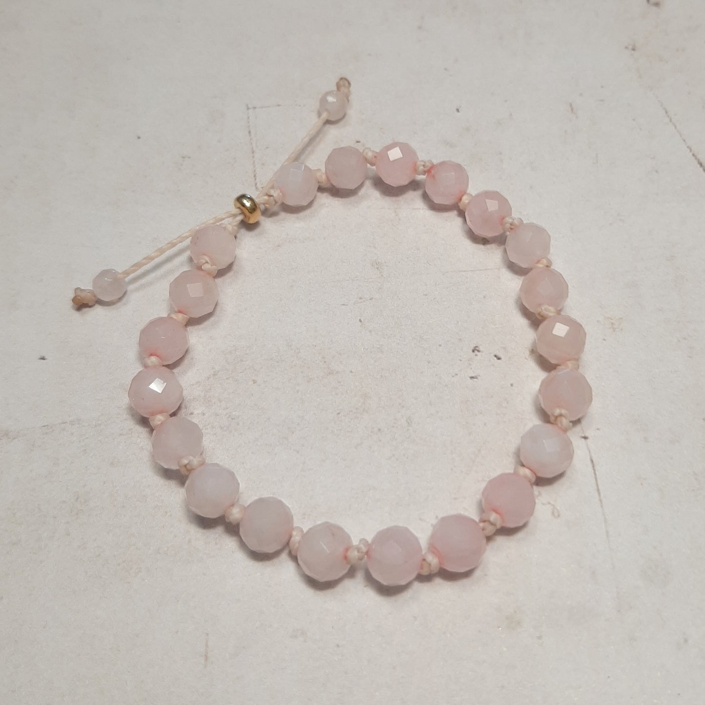 Bracelet artisanal en pierre naturelle Quartz Rose, fait main