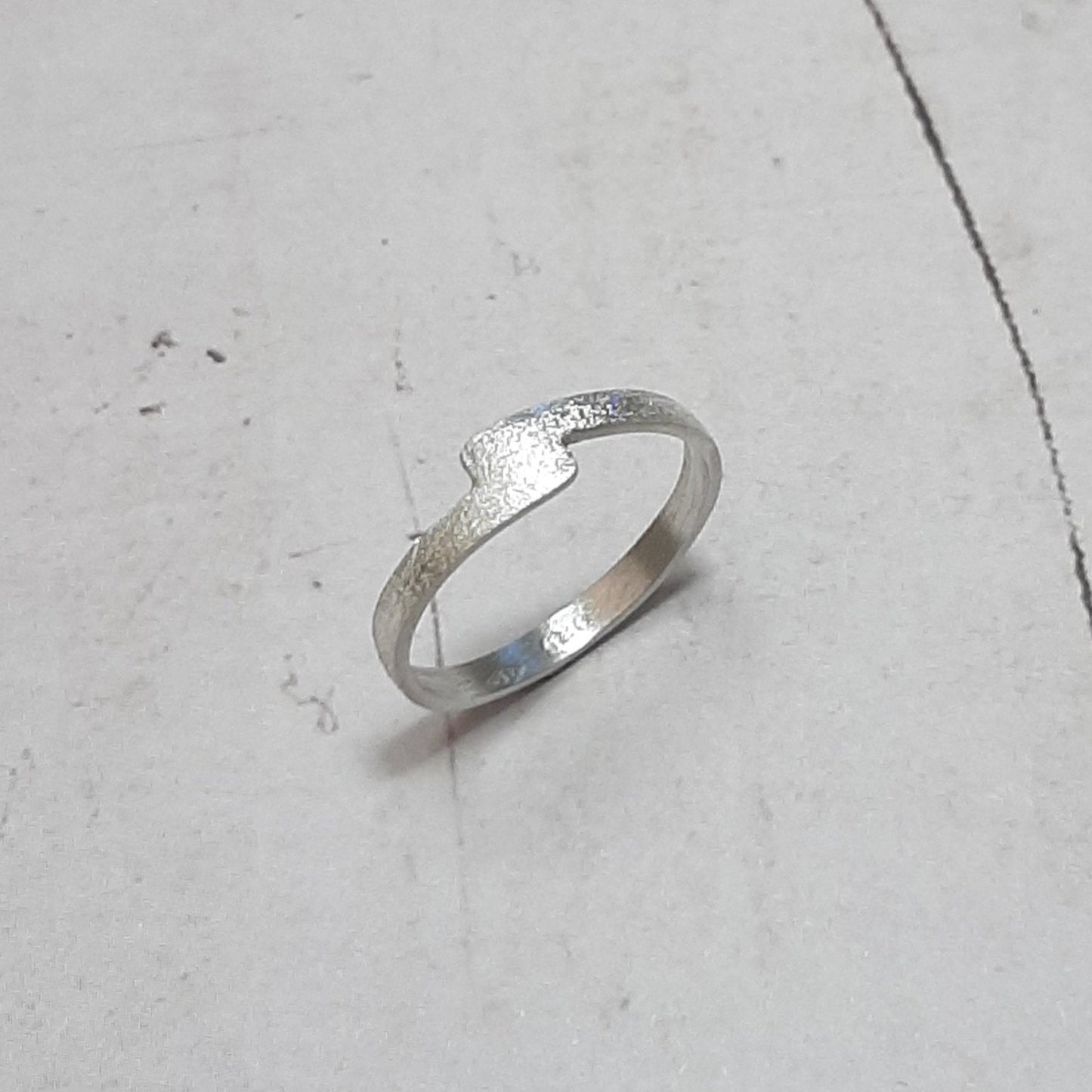 Bague fine en argent massif brillant sablé, pour filles et femmes