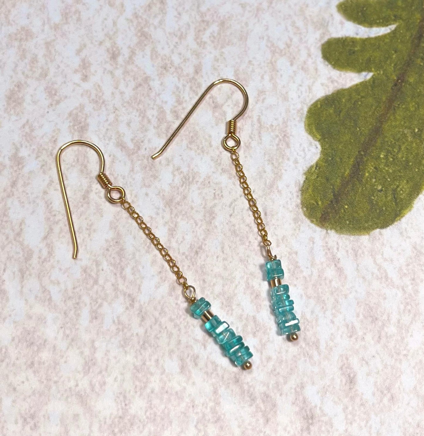 Boucles d'Oreilles Apatite Bleue en Argent 925 Doré