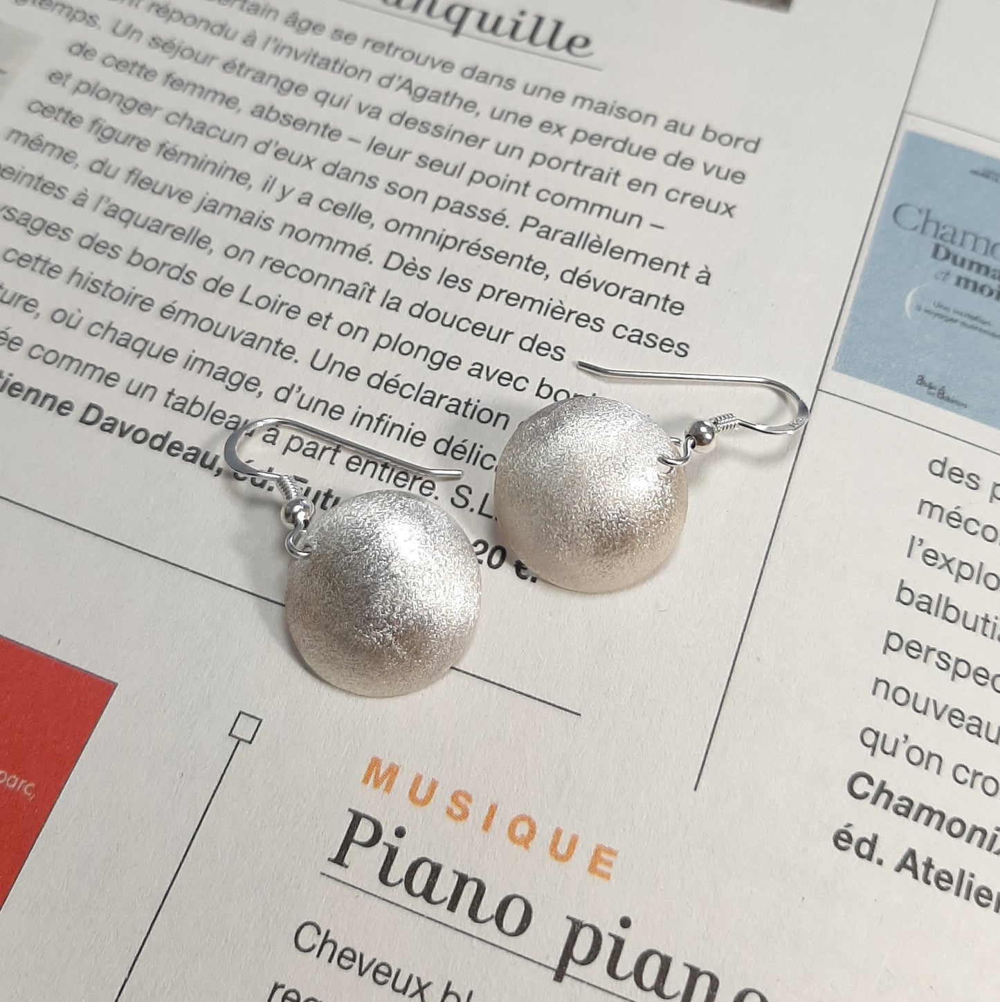 Boucles D'Oreilles en Argent Massif Sablé