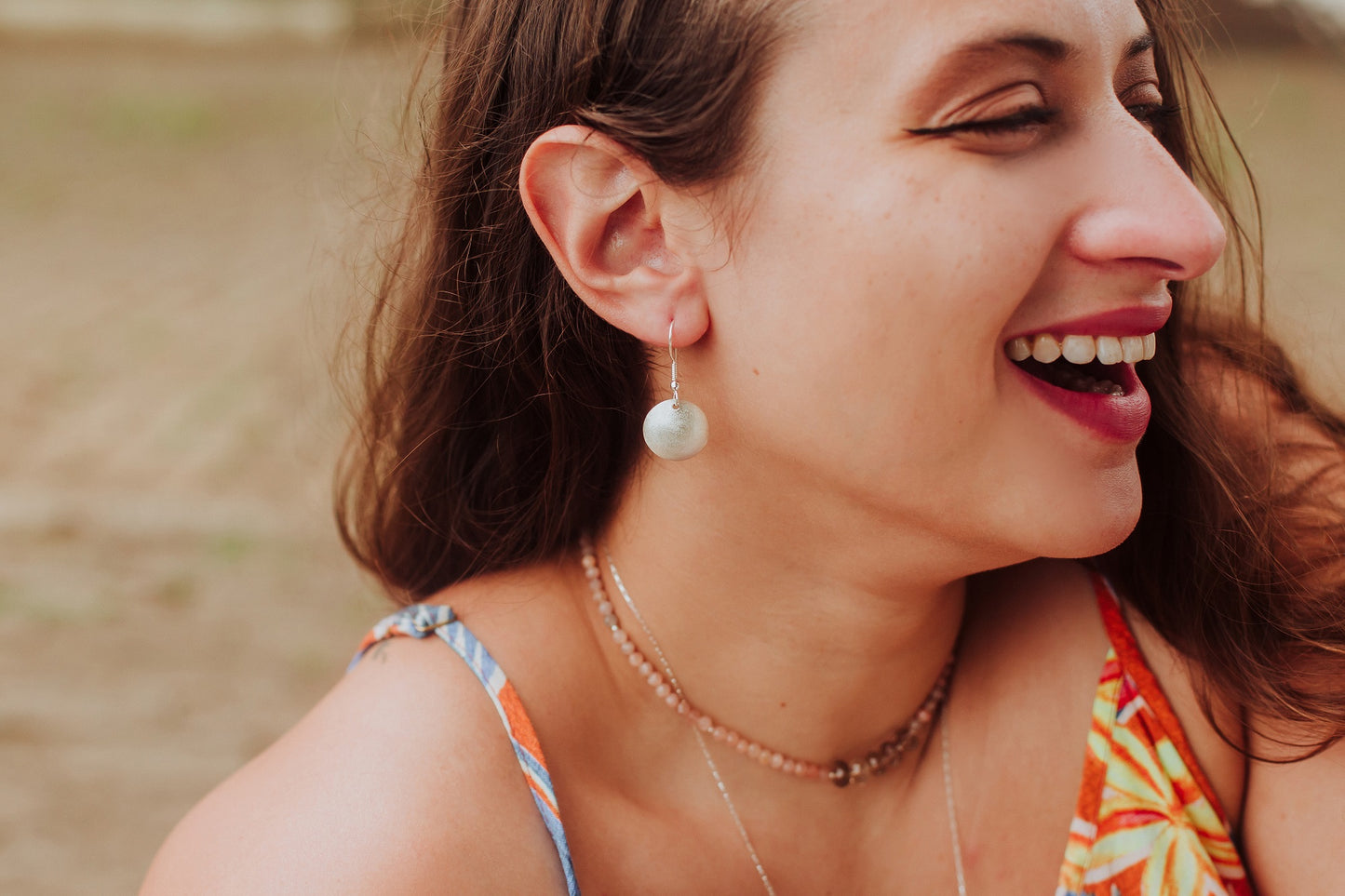 Boucles D'Oreilles en Argent Massif Sablé