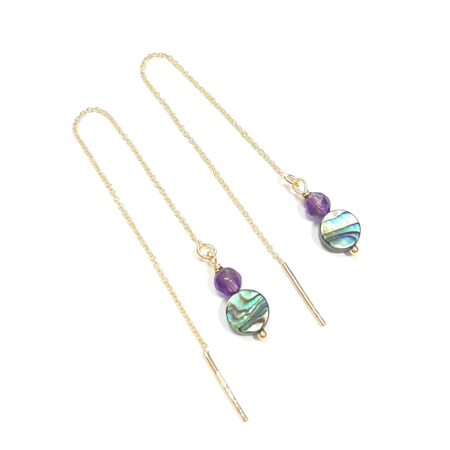 Boucles d'Oreilles travesantes en Améthyste et Abalone Ilhéus