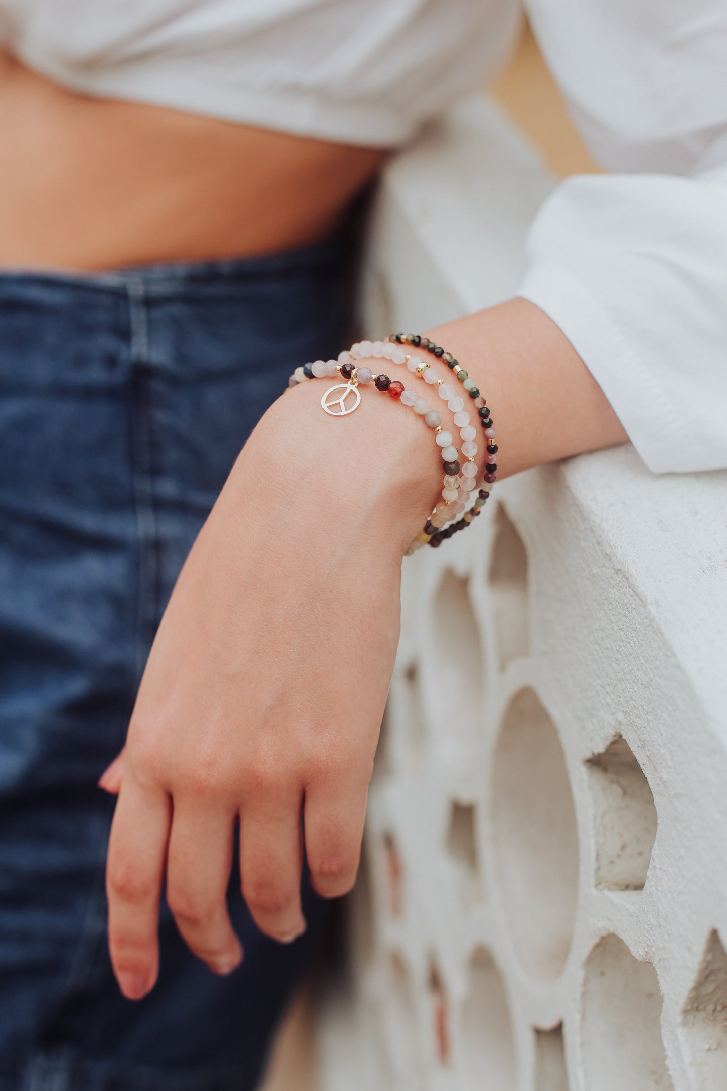 Bracelet en Quartz Rose et Argent 925 Doré