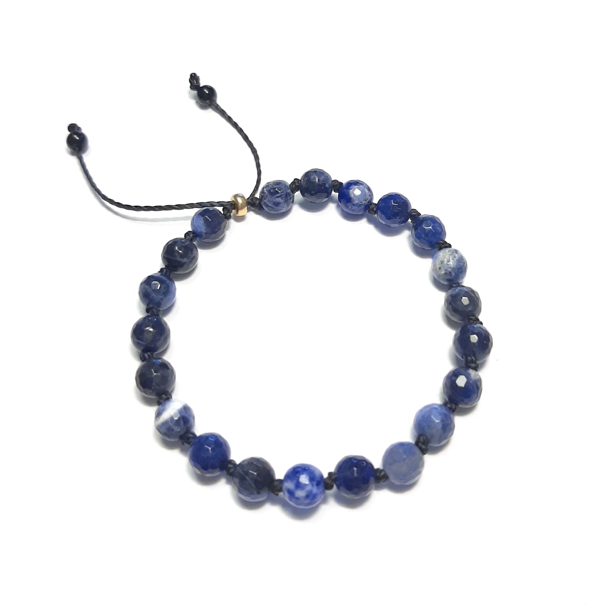 Bracelet artisanal en pierre bleue naturelle, bijou éthique. Idée cadeau femme.