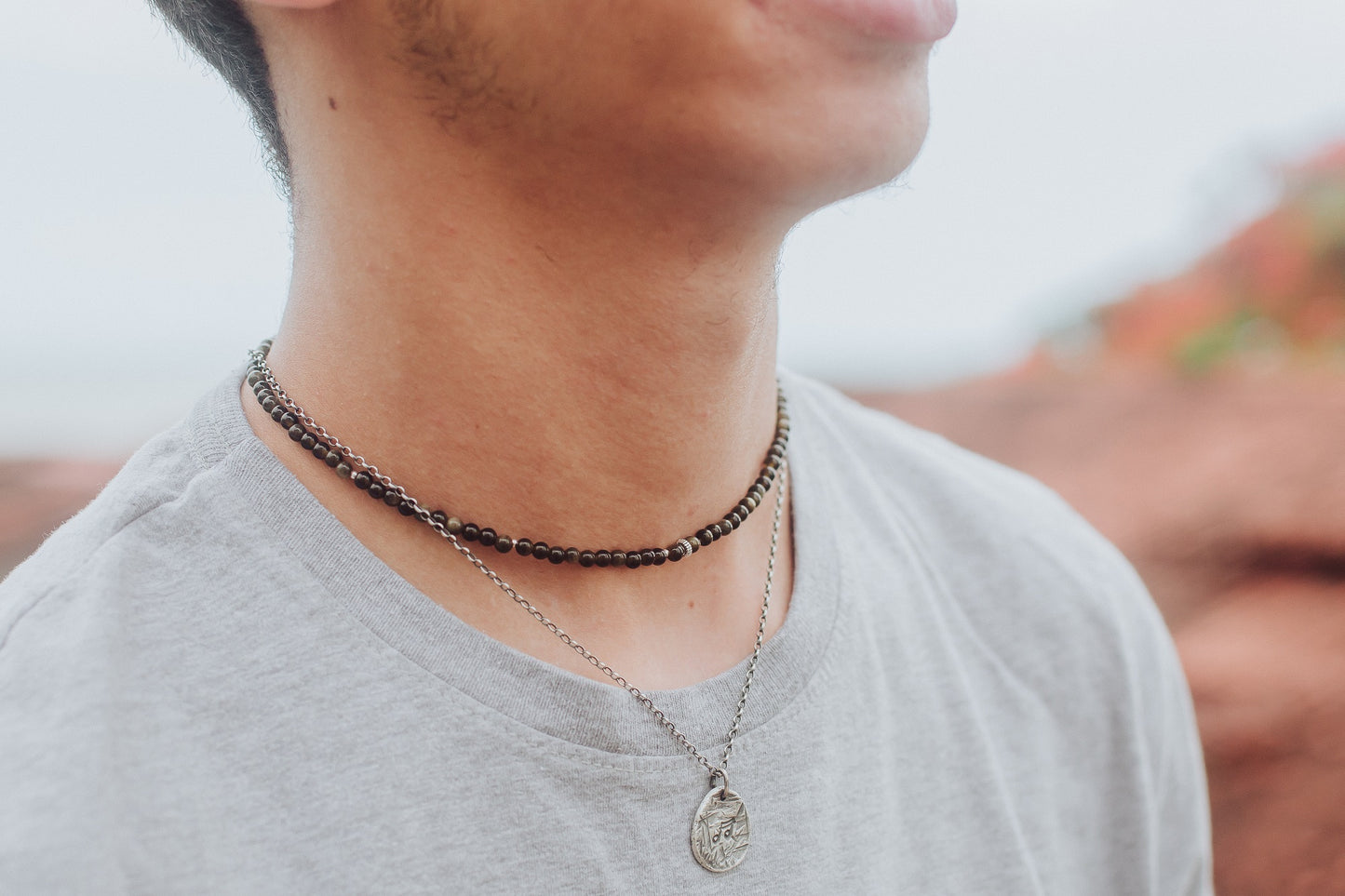 Collier Obsidienne Dorée