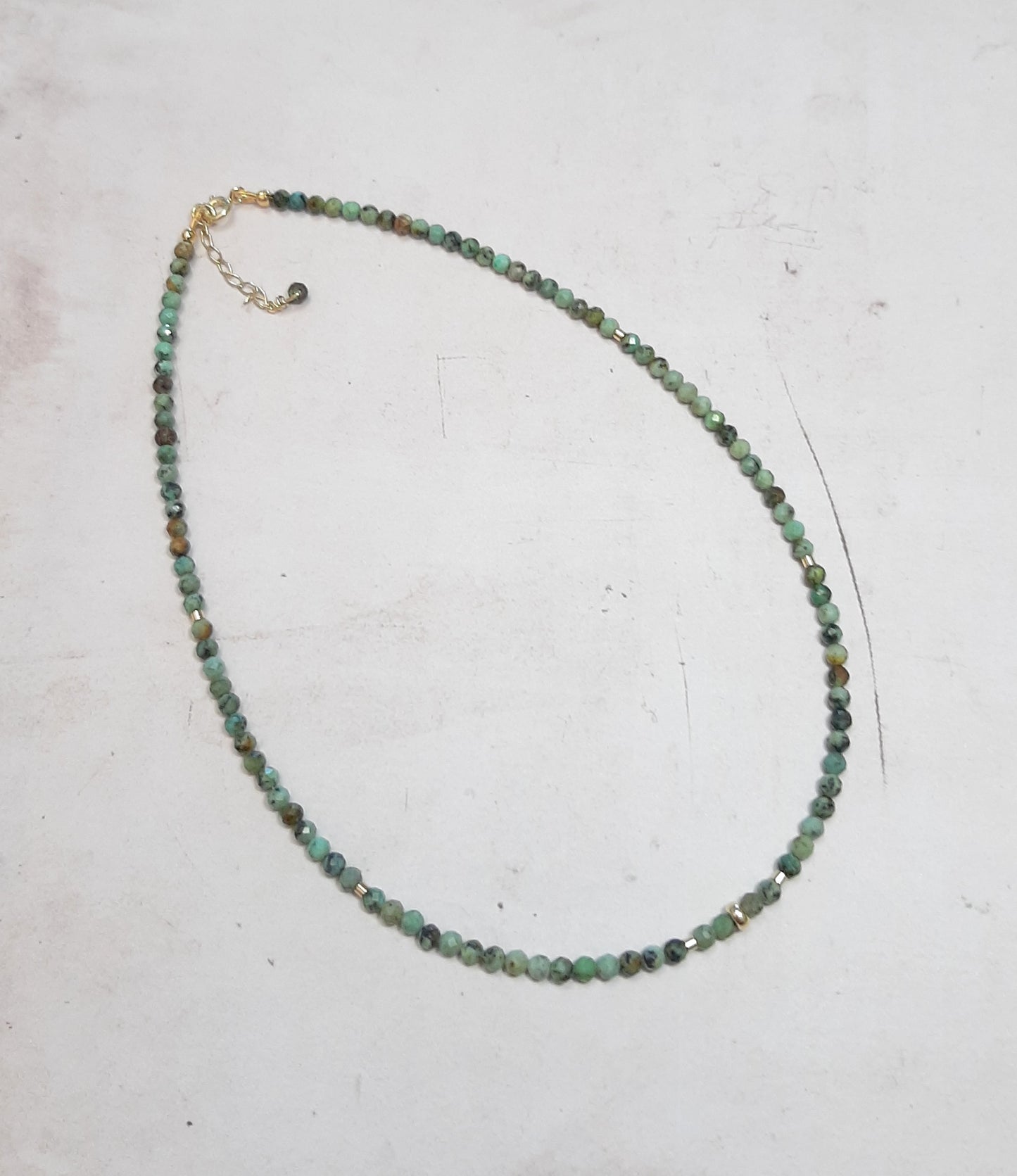 Collier Turquoise Verte et Argent 925 Doré