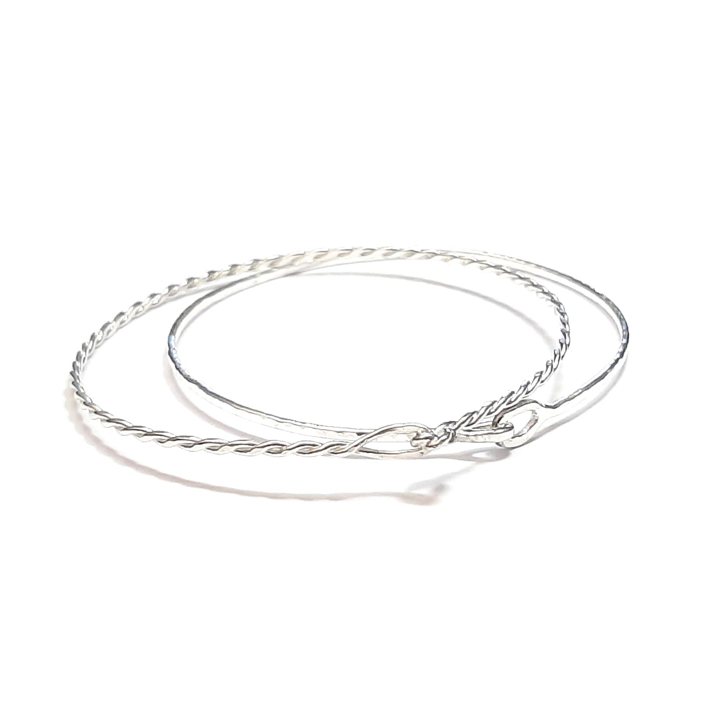 Ensemble de Bracelets Joncs en Argent Massif Duo