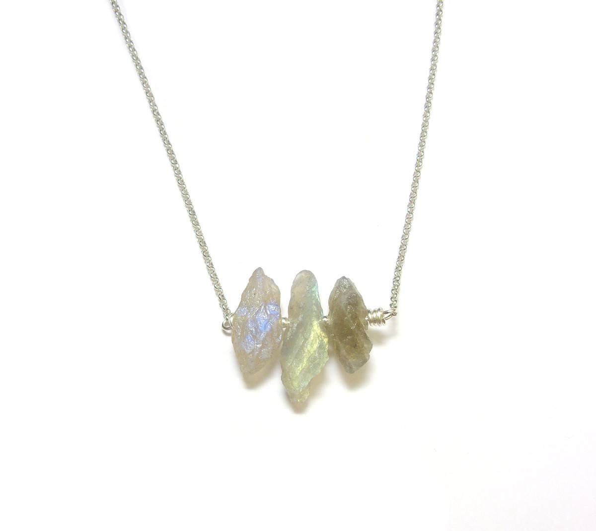 Collier Pierres Brutes Labradorite et Argent 925