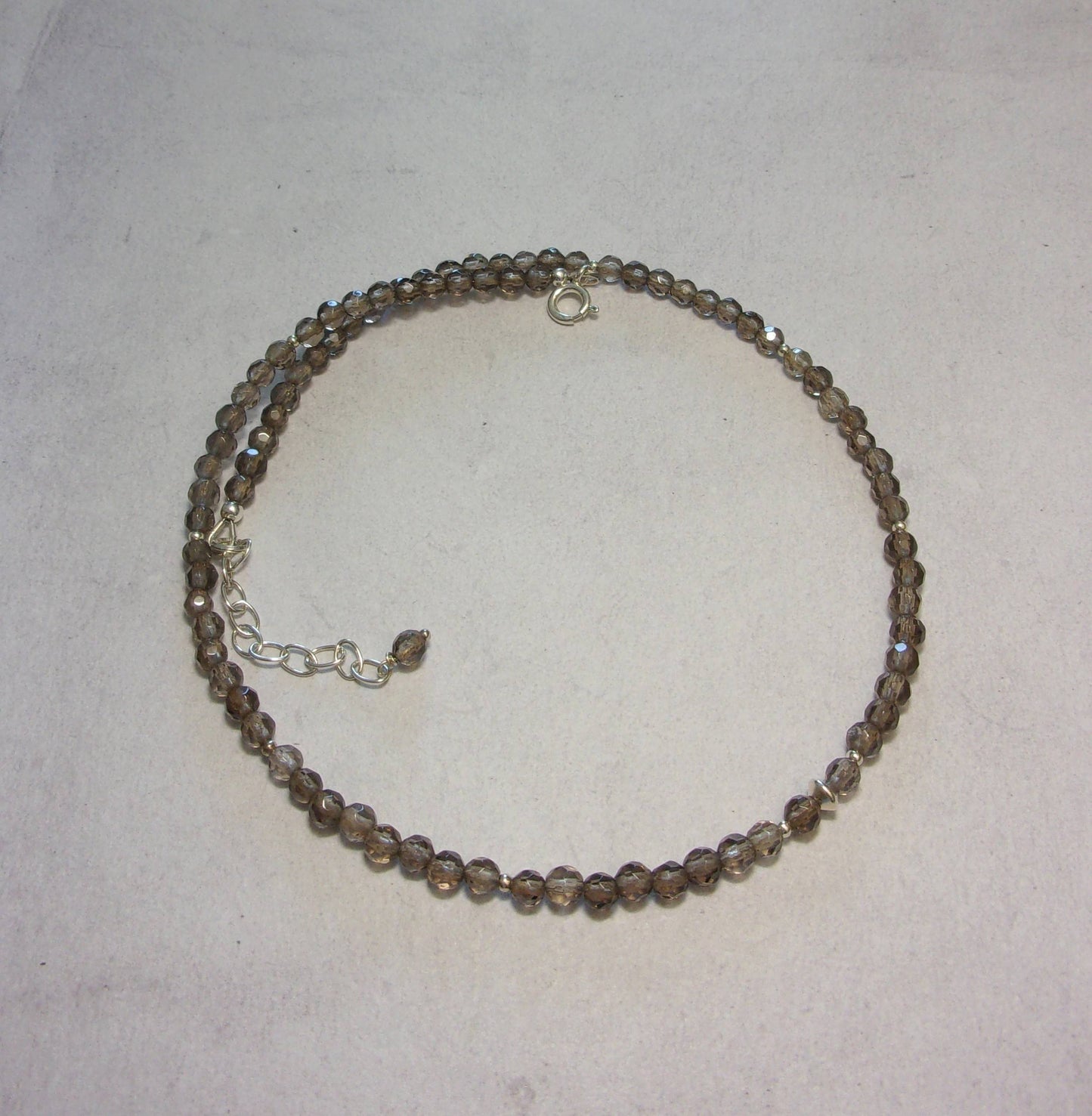 Collier Quartz Fumé en Pierres Naturelles et Argent 925