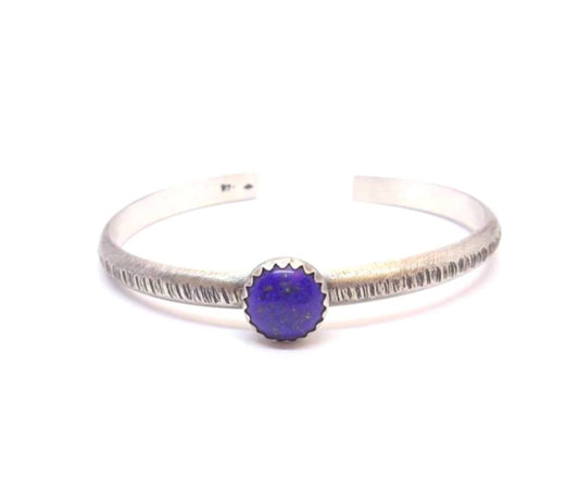 Bracelet Ethnique en Argent Massif et Lapis-Lazuli Awá