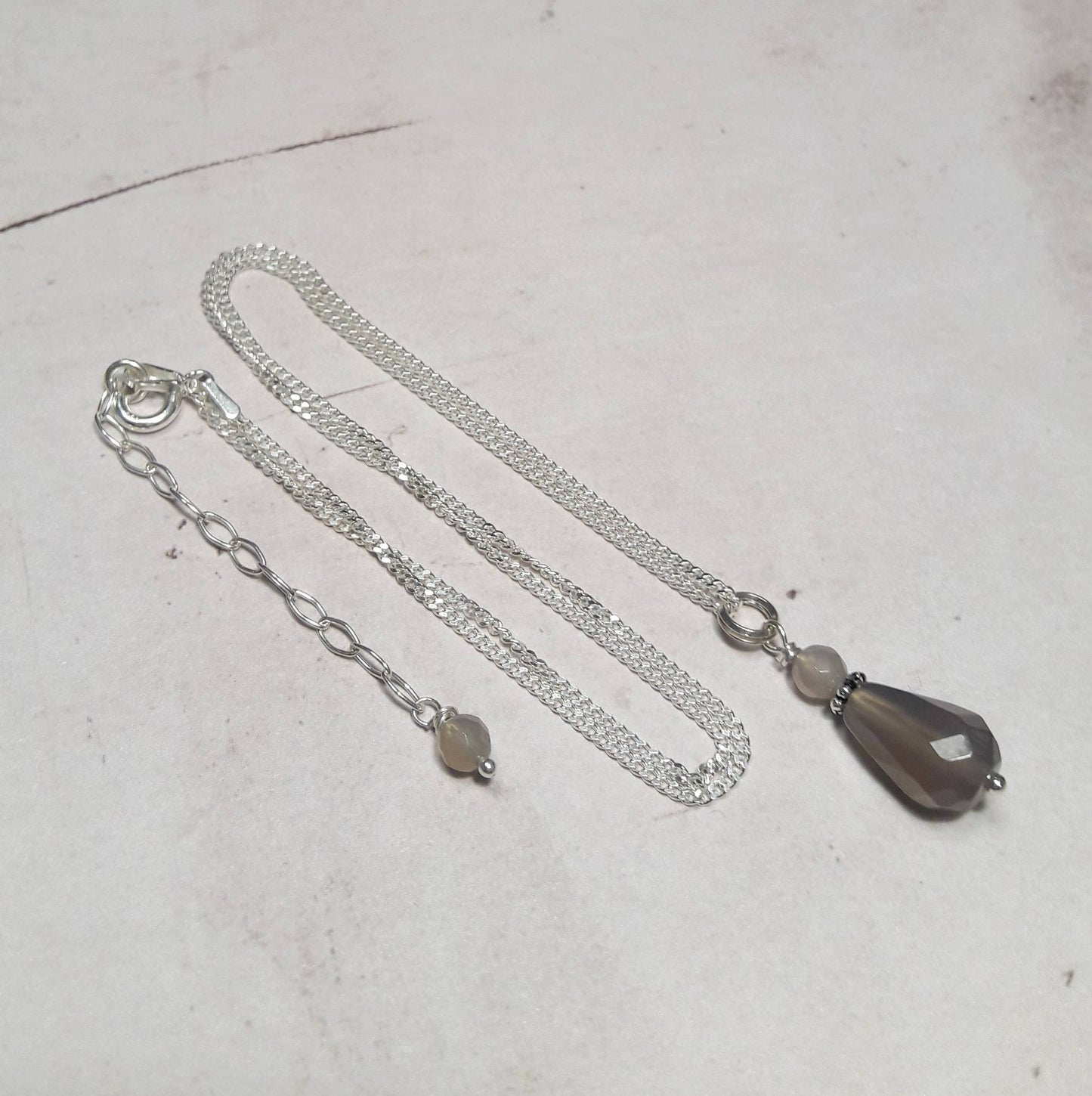 Collier Agate Grise Argent 925 Argent 925