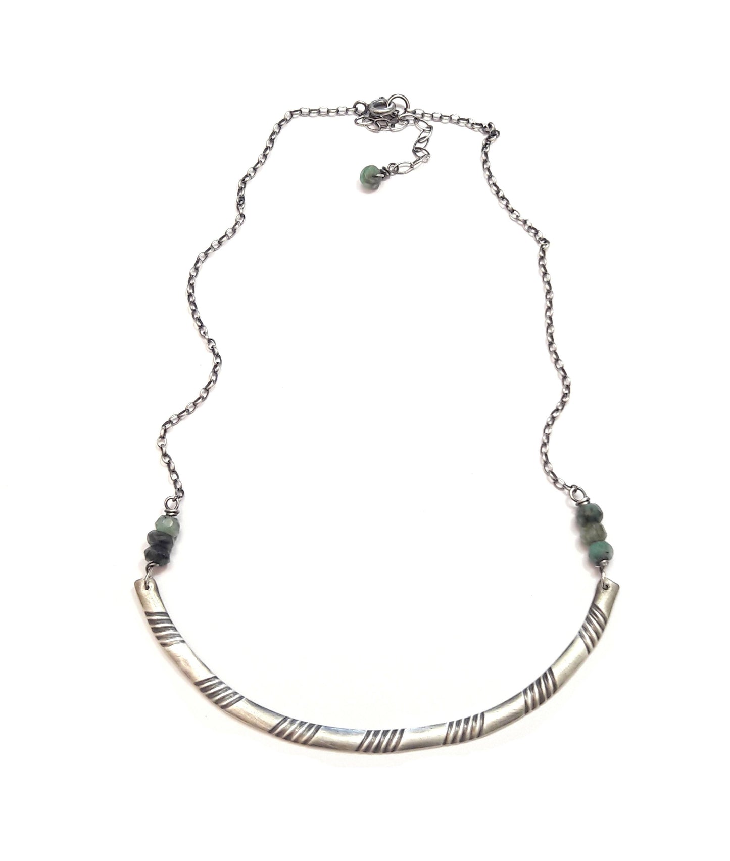Collier Émeraude en Argent Massif