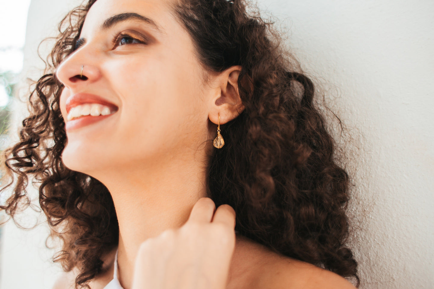 Boucles D'Oreilles en Argent 925 Doré et Citrine Itá