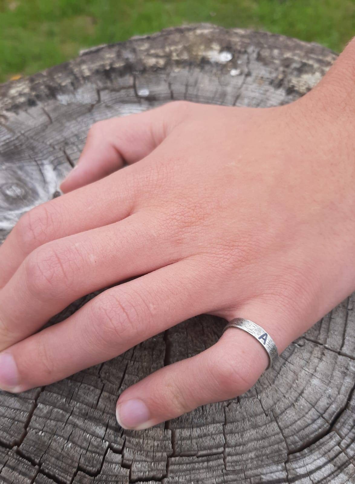 Bague personnalisée, jonc en argent sterling, bague estampée, bague personnalisée, bague à superposer, bijoux artisanaux