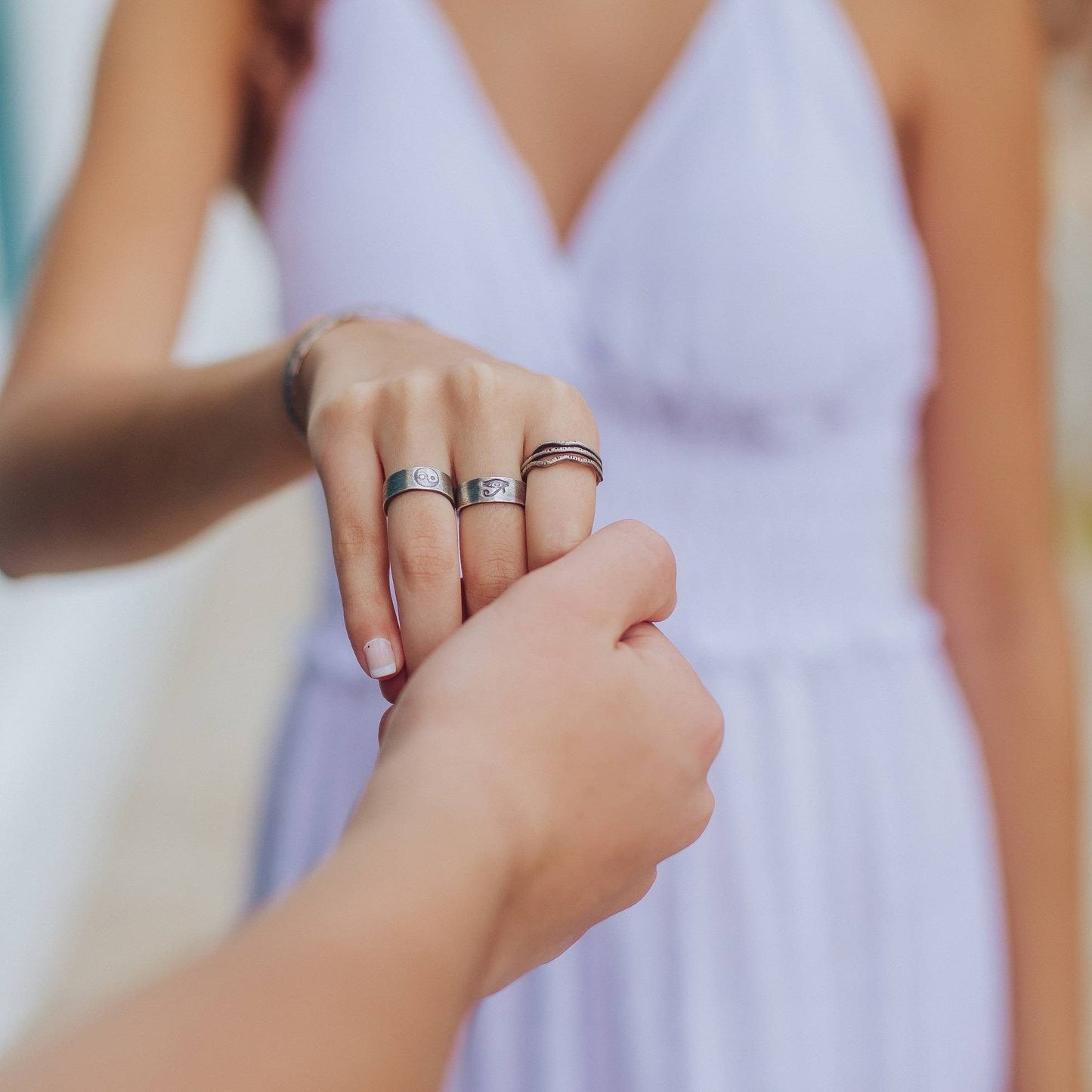 Bague symboliques en argent massif, marque Andréa Chereau