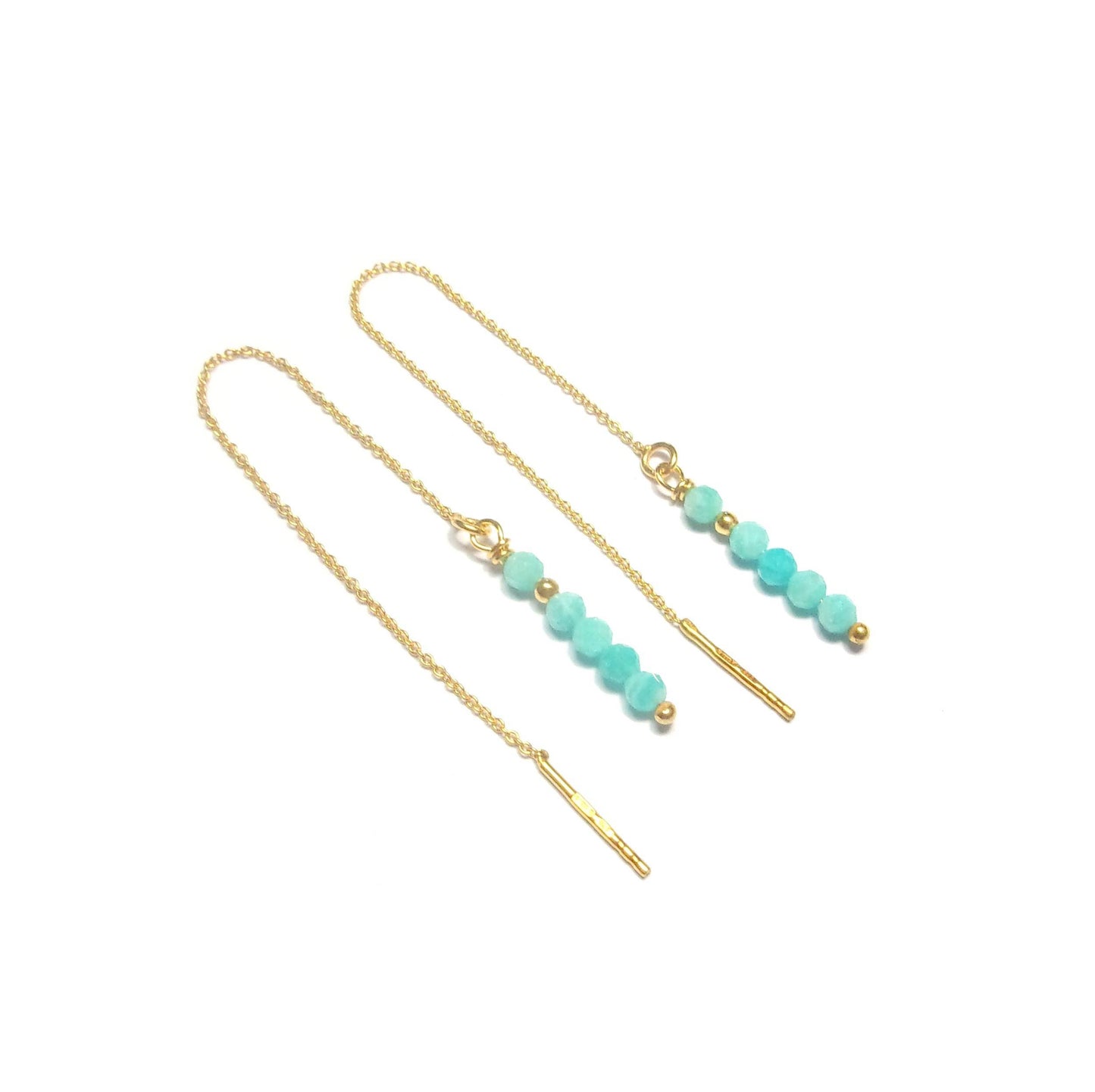 Boucles d'oreilles réglables dorées en argent 925 et amazonite