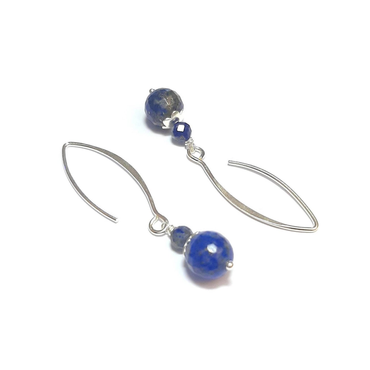 Boucles D'Oreilles pendantes en Argent 925 et Lapis-Lazuli