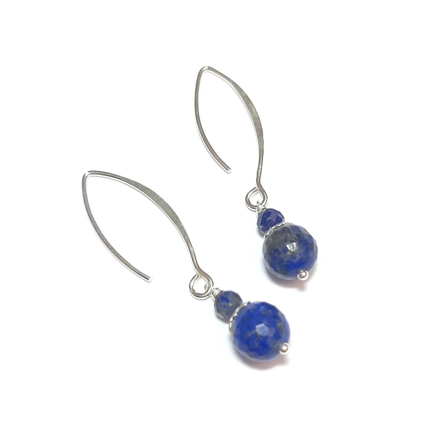 Boucles D'Oreilles Pendantes en Argent 925 et Lapis-Lazuli