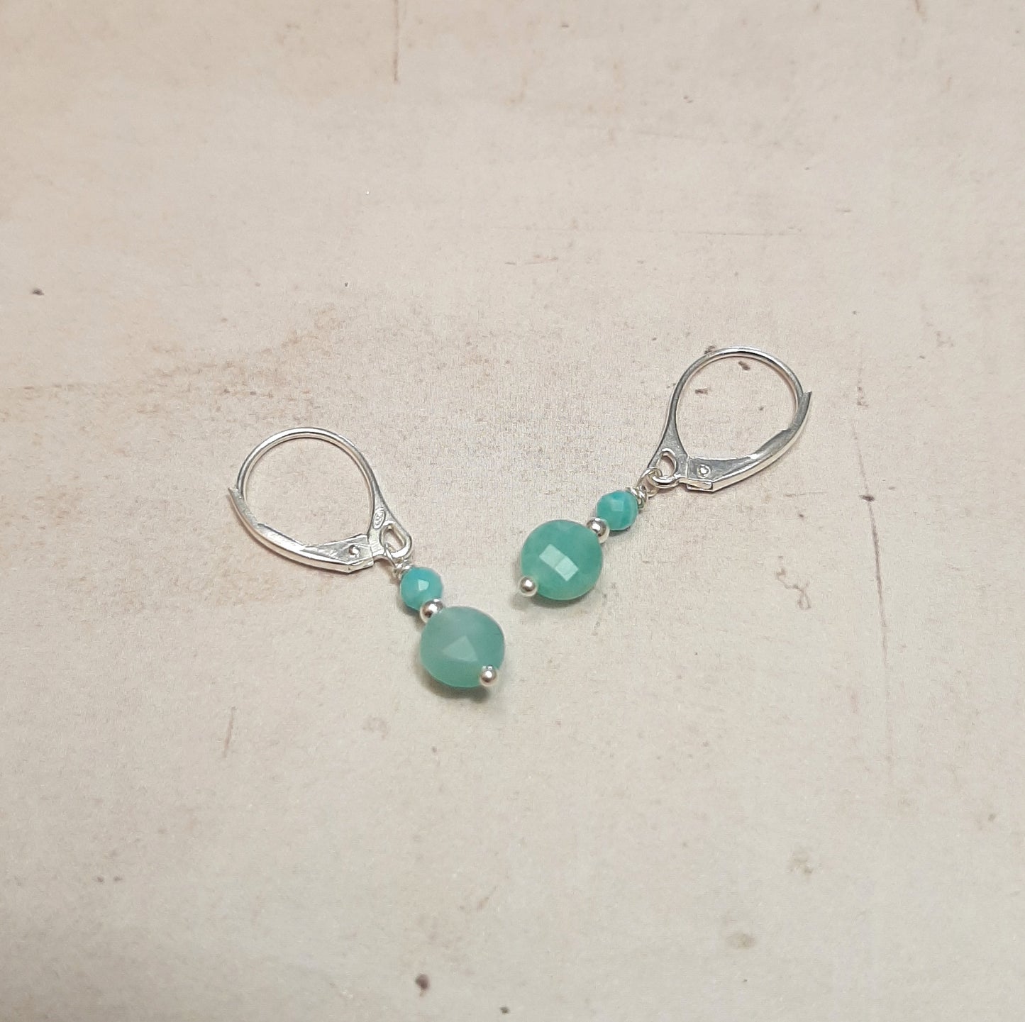 Boucles d'Oreilles en Argent 925 et Pierres Naturelles Amazonite