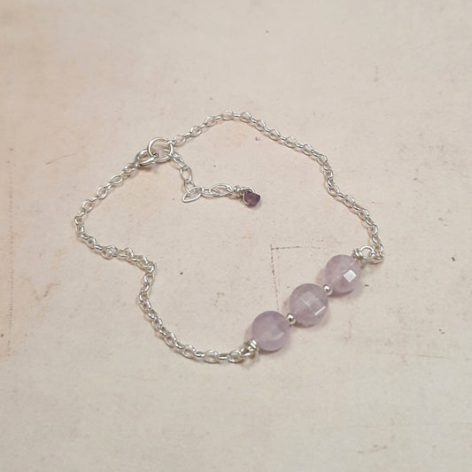 Bracelet en améthyste naturelle - Bijou fait main en argent 925