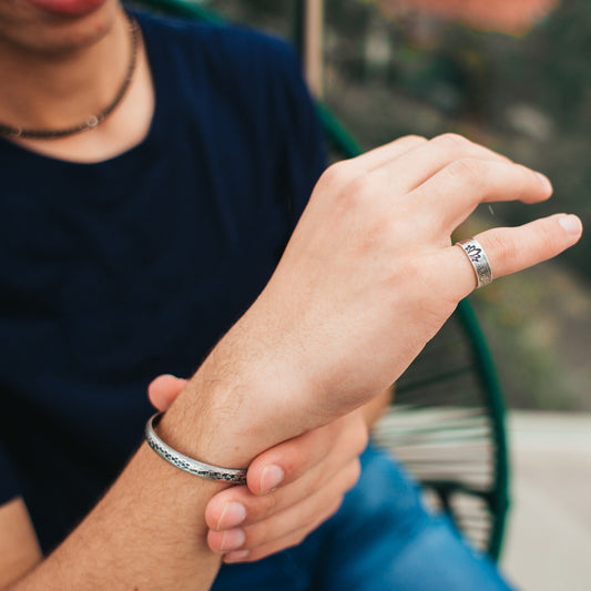 Bracelet rigides pour homme ou femme en argent massif, bijoux faits main
