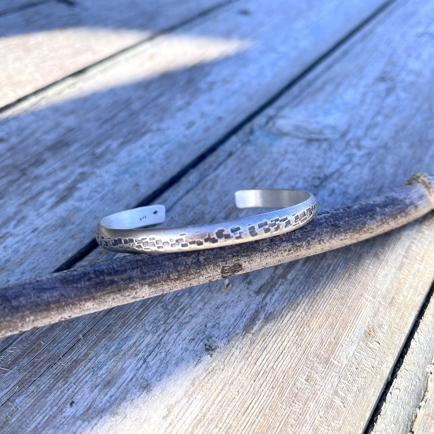 Bracelet ethnique en argent massif patiné, bijoux pour homme