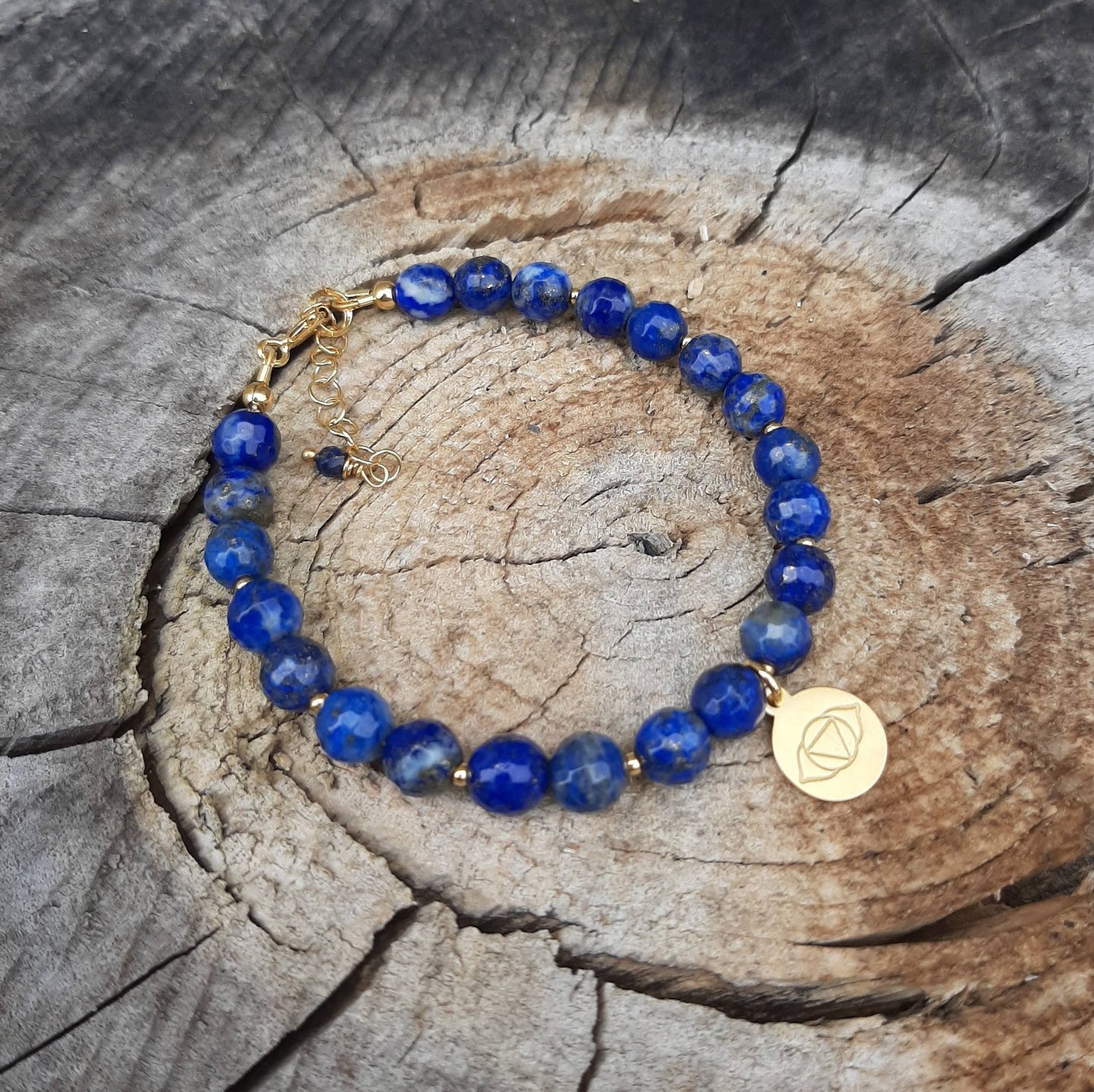Bracelet chakra en argent fin et lapis lazuli