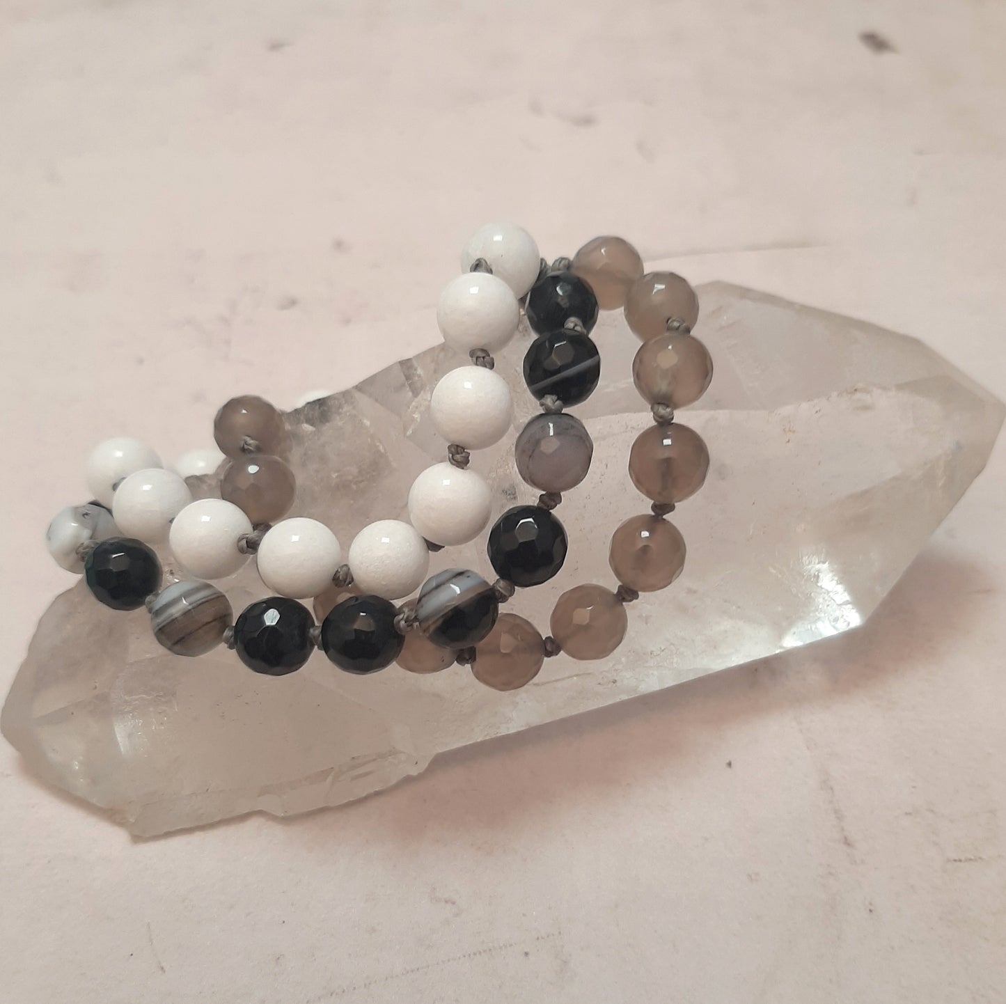 Bracelet manchette en pierres naturelles et argent sterling