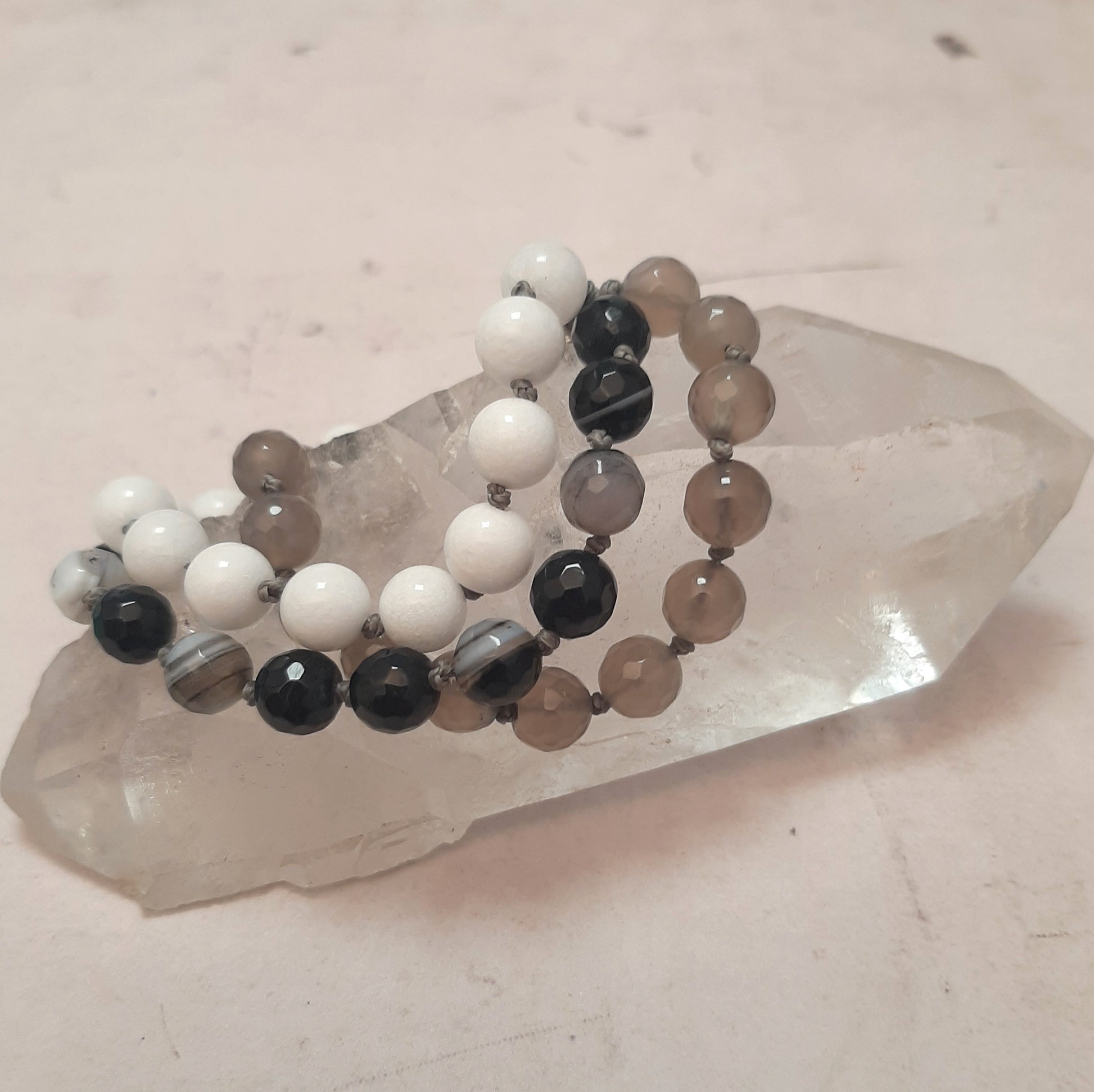 Bracelet manchette en pierres naturelles et argent sterling