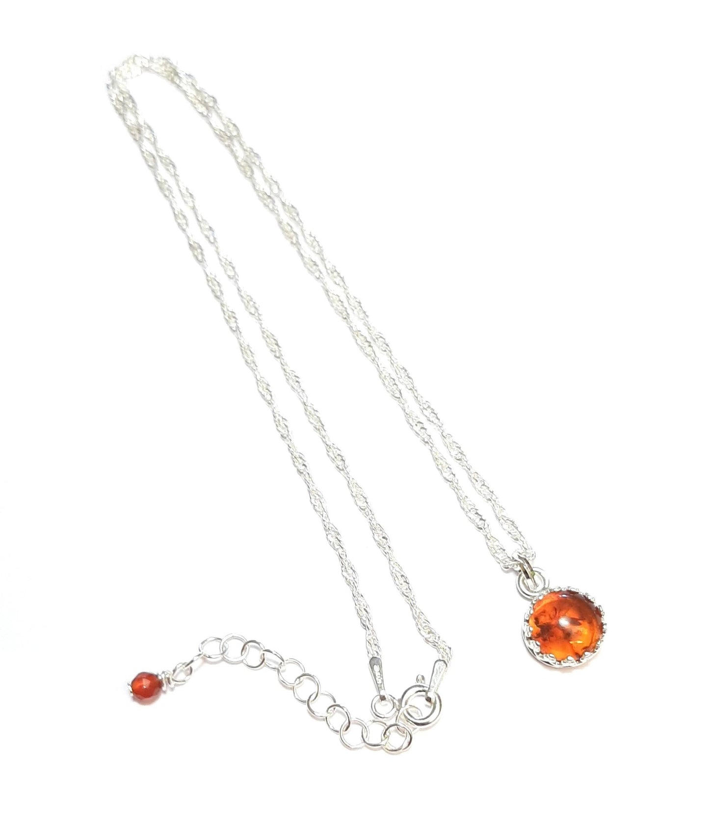 Collier ras du cou en argent sterling et ambre, bijoux fabriqués en France