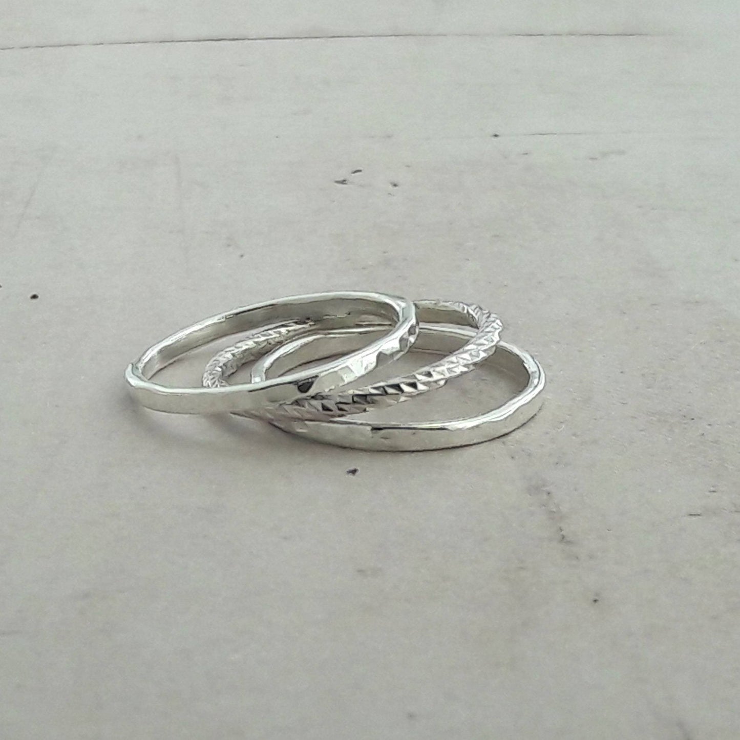 ensemble de 3 bagues fines pour femme en argent massif