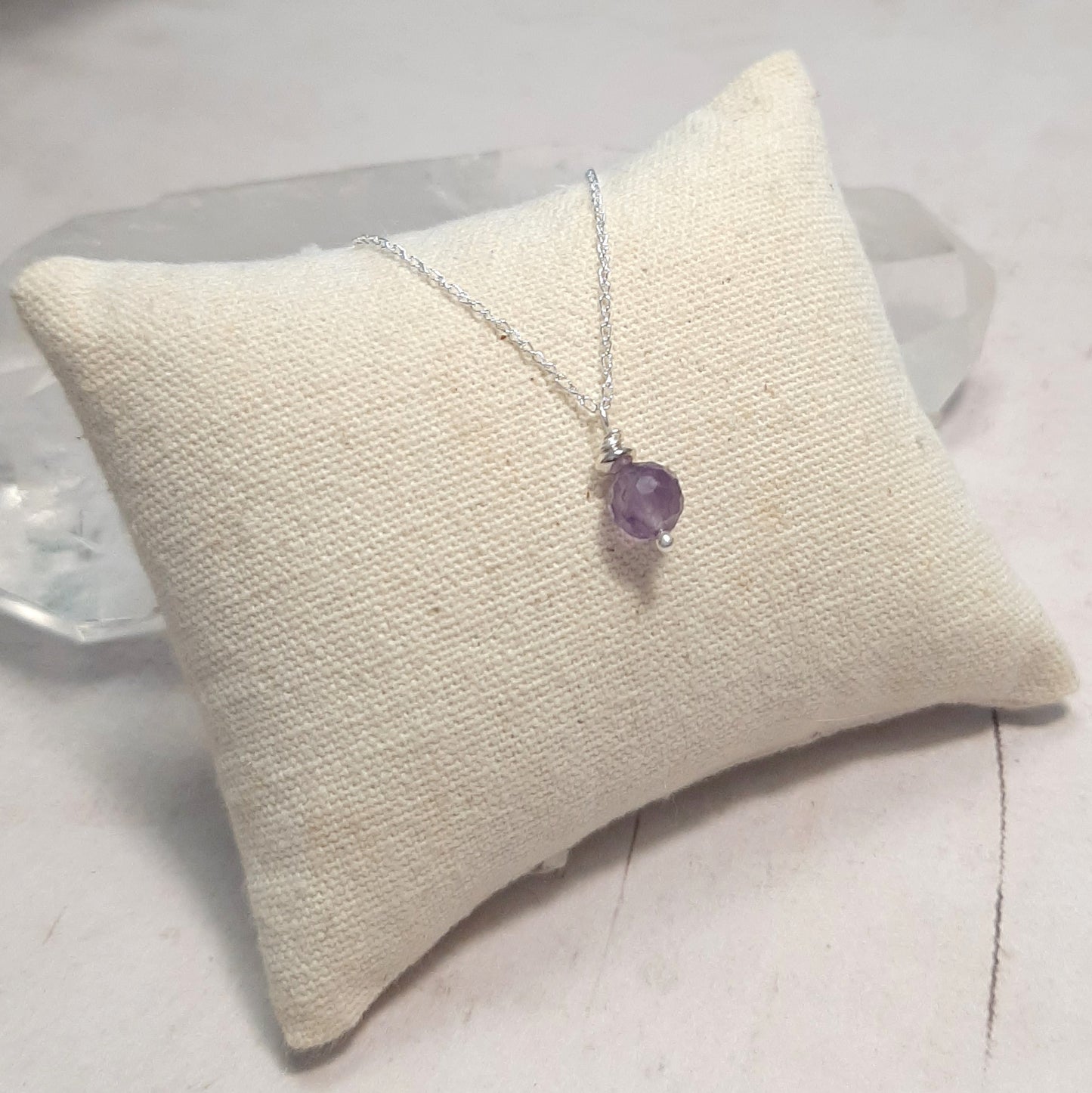 Pendentif améthyste  sur collier argent 925, bijou fait main
