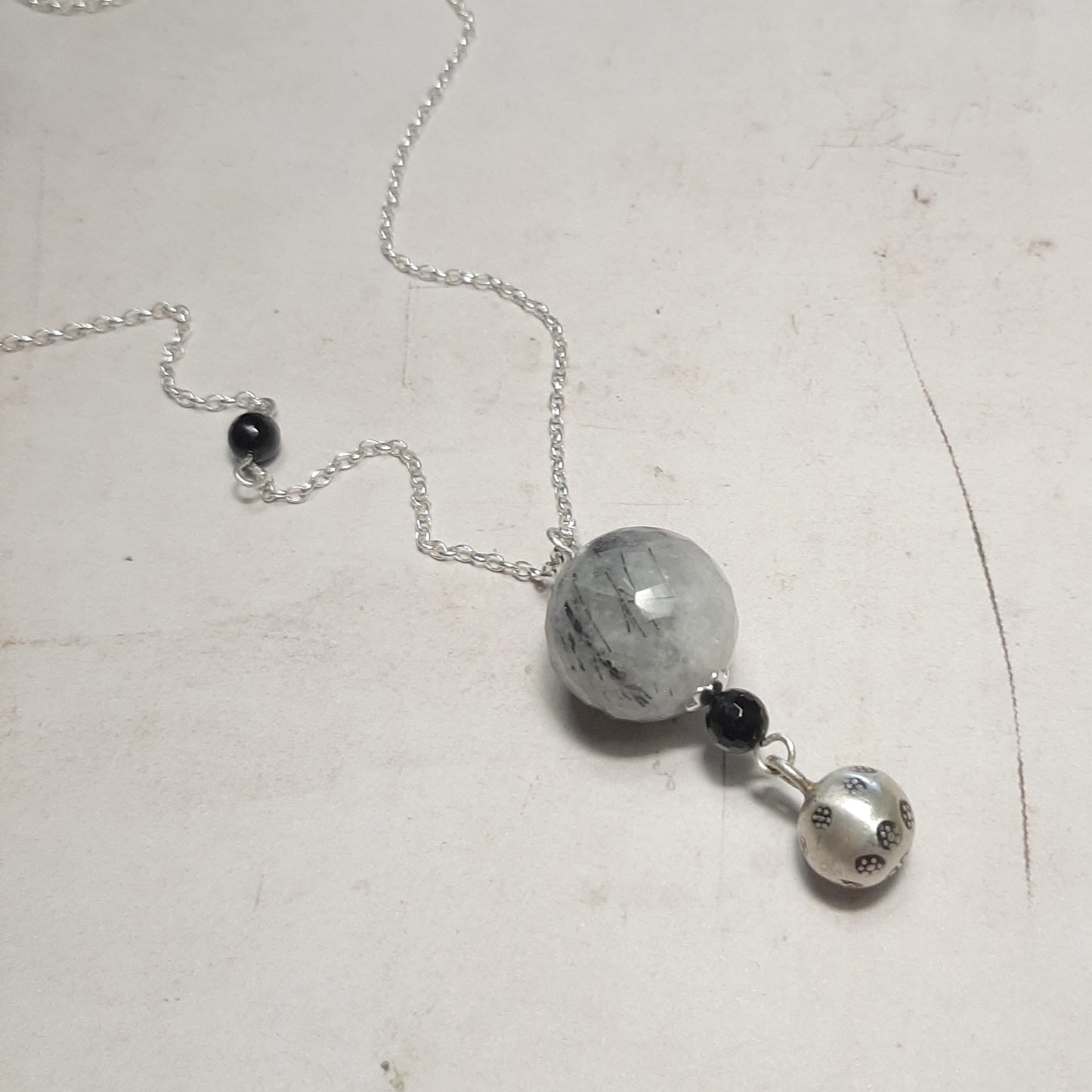 Bola de grossesse en argent 925 avec quartz rutile naturel