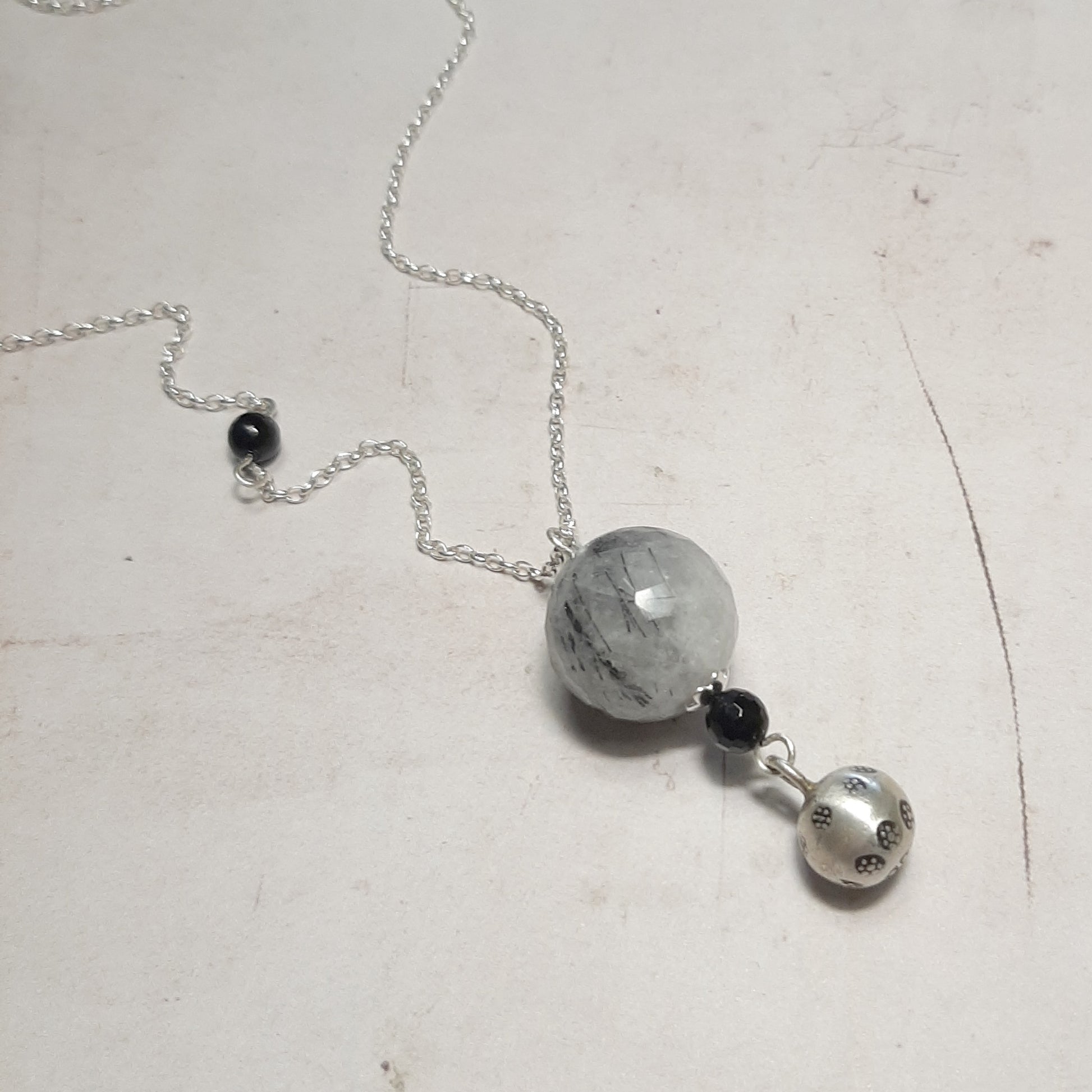 Bola de grossesse en argent 925 avec quartz rutile naturel