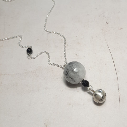 Bola de grossesse en argent 925 avec quartz rutile naturel