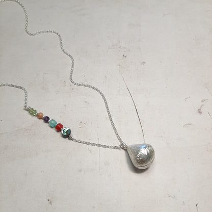 Pendentif bola de grossesse argent 925 avec pierres naturelles