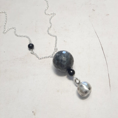 bola de grossesse labradorite noire argent 925