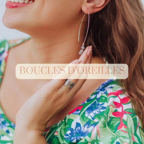 Boucles d'oreilles, créoles femme avec perles et pierres naturelles