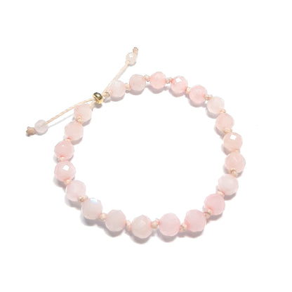 Bracelet ajustable en pierre naturelle Quartz Rose, fait main