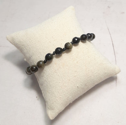 Bracelet unisexe Obsidienne dorée, symbole de force intérieure et d’ancrage