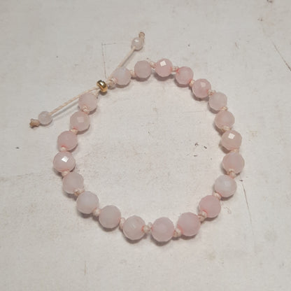 Bracelet artisanal en pierre naturelle Quartz Rose, fait main