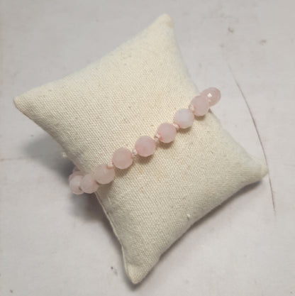 Bracelet éthique et délicat en Quartz Rose, bijou féminin. Idée cadeau femme.