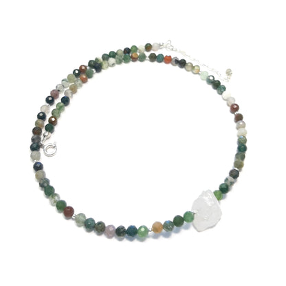 collier fin argent avec pierre naturelle, bijou bohème pierre naturelle argent 925