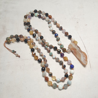 Mala 108 perles pierres naturelles multicolores fait main en France, vue d'ensemble