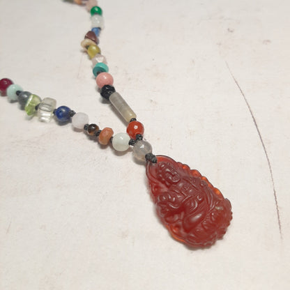 sautoir bohème pierres naturelles pendentif bouddha