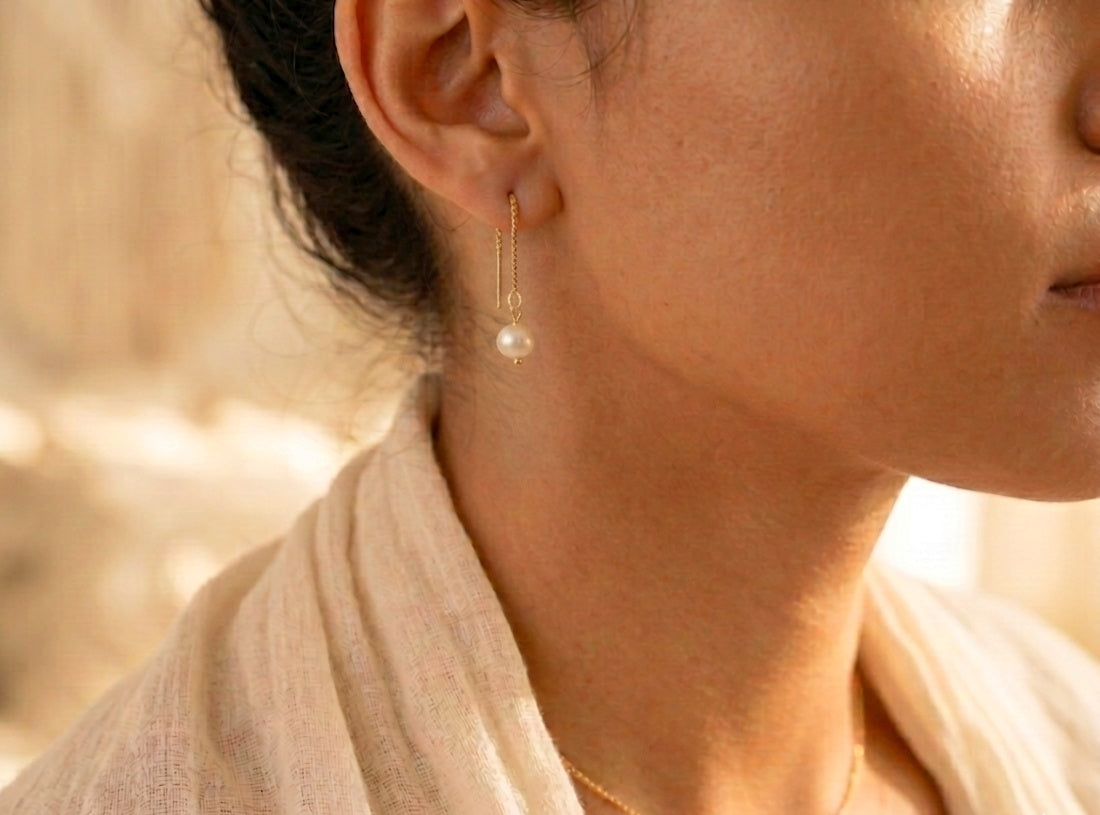 Boucles D’Oreilles Perles de Culture Argent 925 Doré - Ilhéus