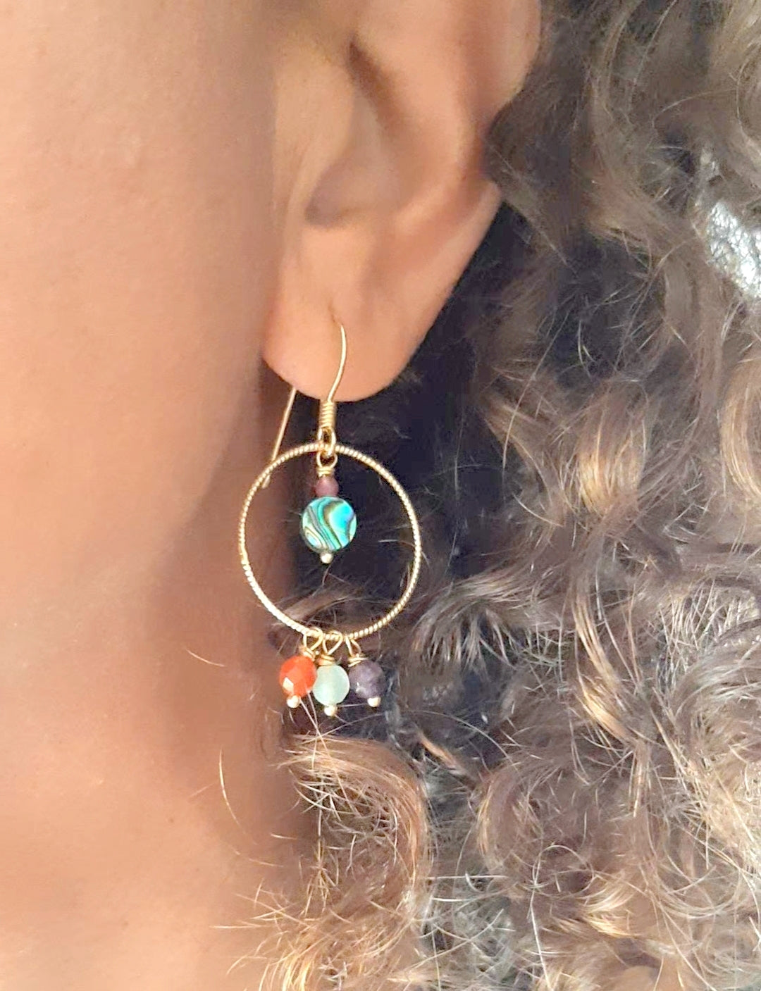 Boucles D’Oreilles Pierres Naturelles Multicolores Salvador