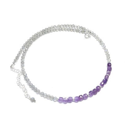 collier pierre naturelle, labradorite protectrice, améthyste apaisante, bijou spirituel élégant