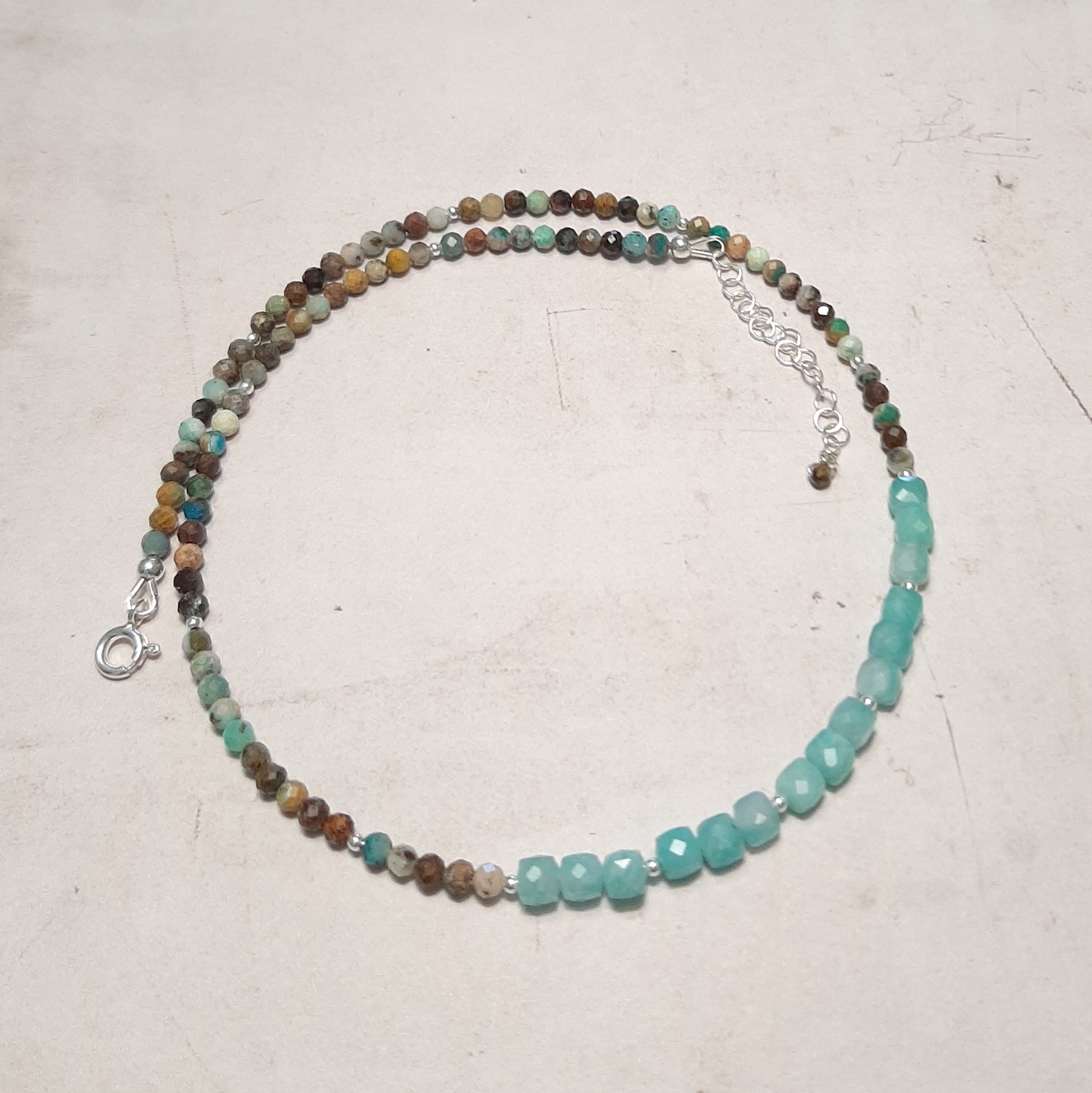 collier turquoise verte amazonite, argent 925, pierres naturelles, bijou apaisant